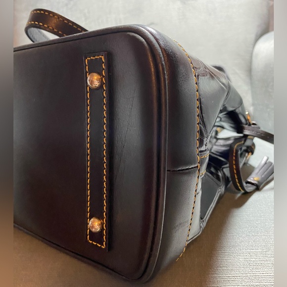 Dooney and Bourke Double Tassel Croc Shoulder Bag approximately 14” x 11” x 5” - Picture 10 of 17